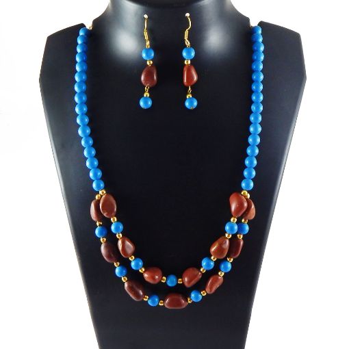 Turquise stone beads & red jasper tumble Necklace
