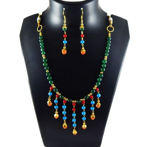  Green Aventurine & multicolor stone Beads Necklace