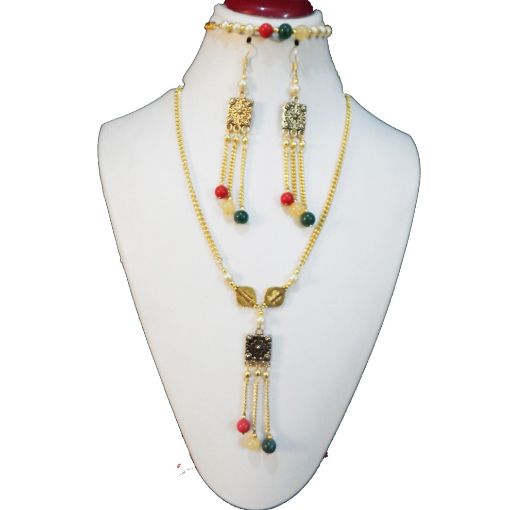 Chain style Multicolor stone Beaded Necklace