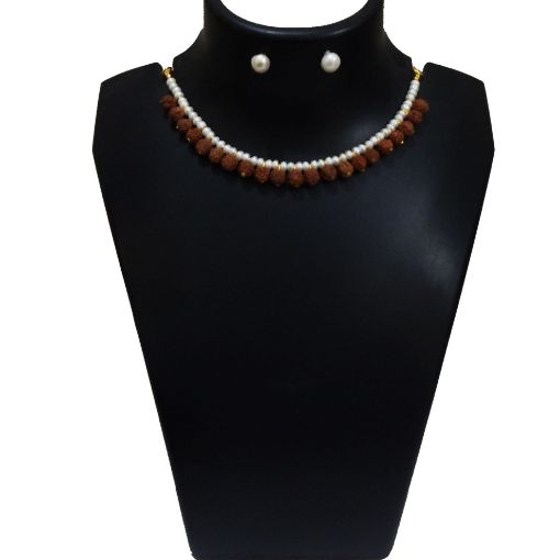 Real Pearl  with rudraksha beads Necklace