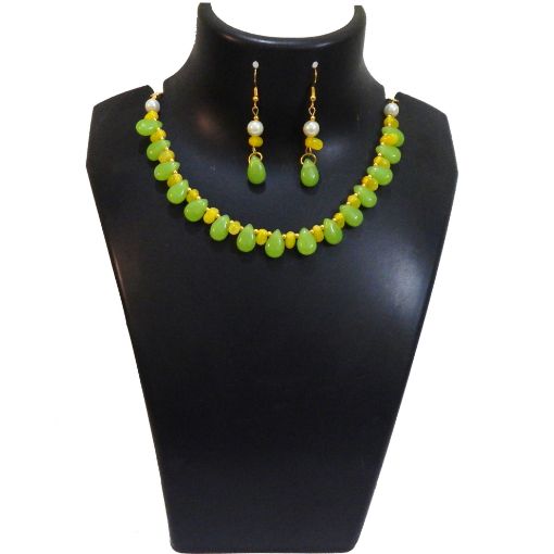 Green yellow Glass Beads Necklace