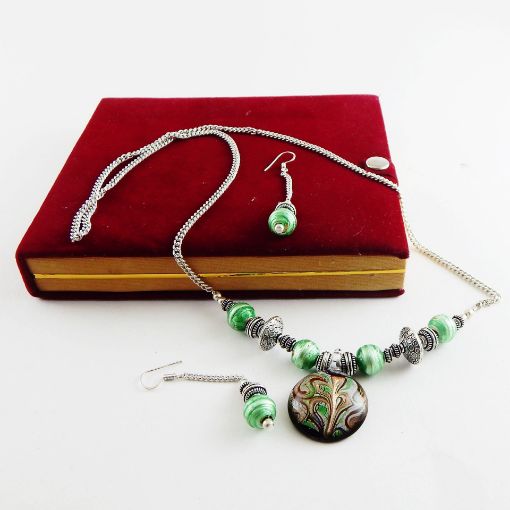 Glass Pendant with silver chain Necklace