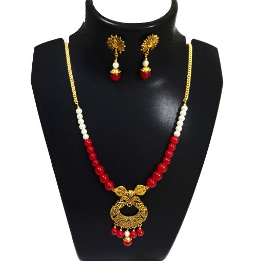 Plain Glass Beads  Pendant Necklace