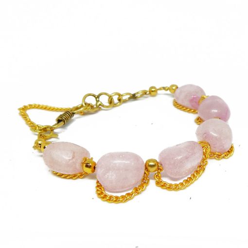 Rose Quartz Tumble Bracelet for Heart Chakra.