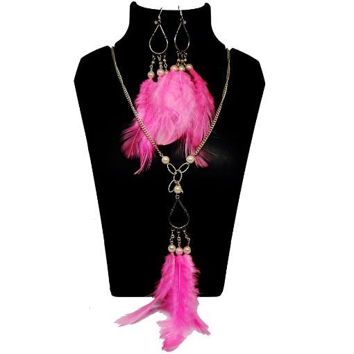 Real pink Feathers Necklace