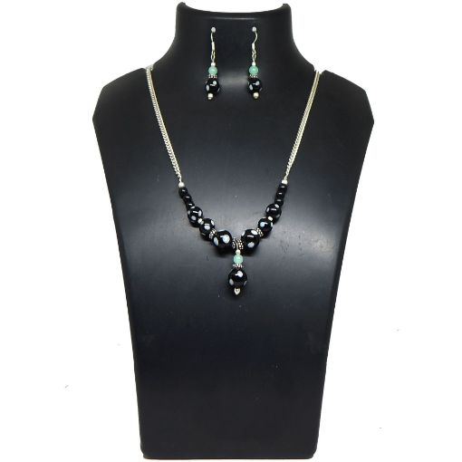 Glass Beads with metal Chain Necklace