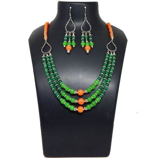 Three Line Glass Beads Necklace
