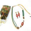 Multi Line Crystal Beads with Printed Glass beads Necklace