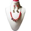 Red beads & metal charms Necklace