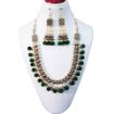 Three Line Glass beads & pearl Necklace