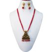 Red Crystal beads with metal Pendant Necklace