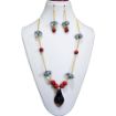 Lamwork beads long metal chain Necklace