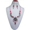 Round beads & metal Pendant Choker Necklace