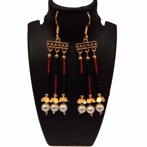 Red & Black color seed Beads Earrings