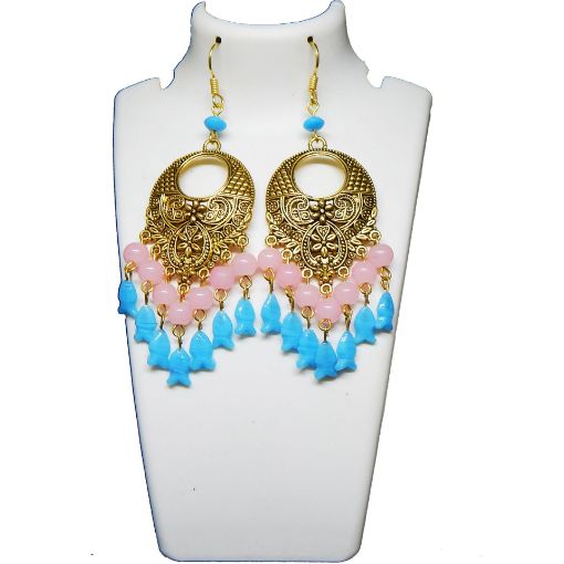 Glass beads hanging chandbali Earrings