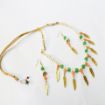 Green Orange Glass Beads with synthetic pearl Necklace