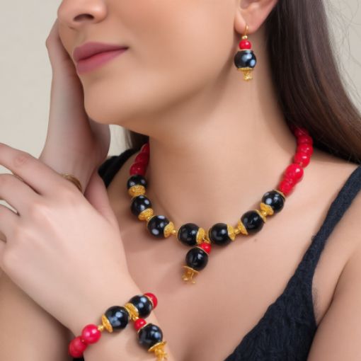 Picture of 2 color Glass Beads Fancy Necklace